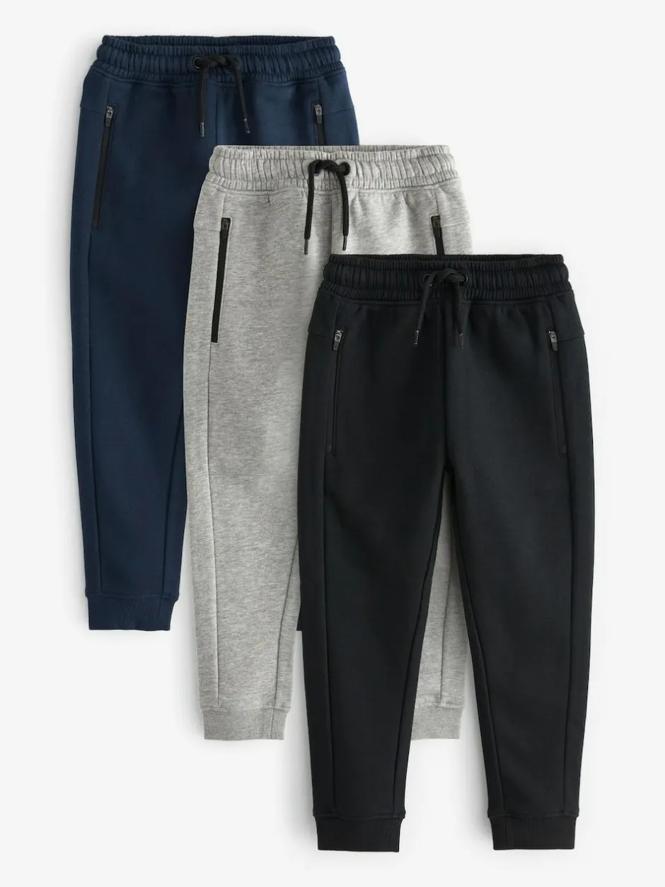 Next Slim Fit Zip Joggers 3 Pack (3-16yrs) Multi