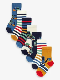 Next Multi Stripe Transport Cotton Rich Socks 7 Pack Best