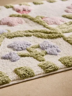 Next Multi Water Colour Floral Print Bath Mat Clearance
