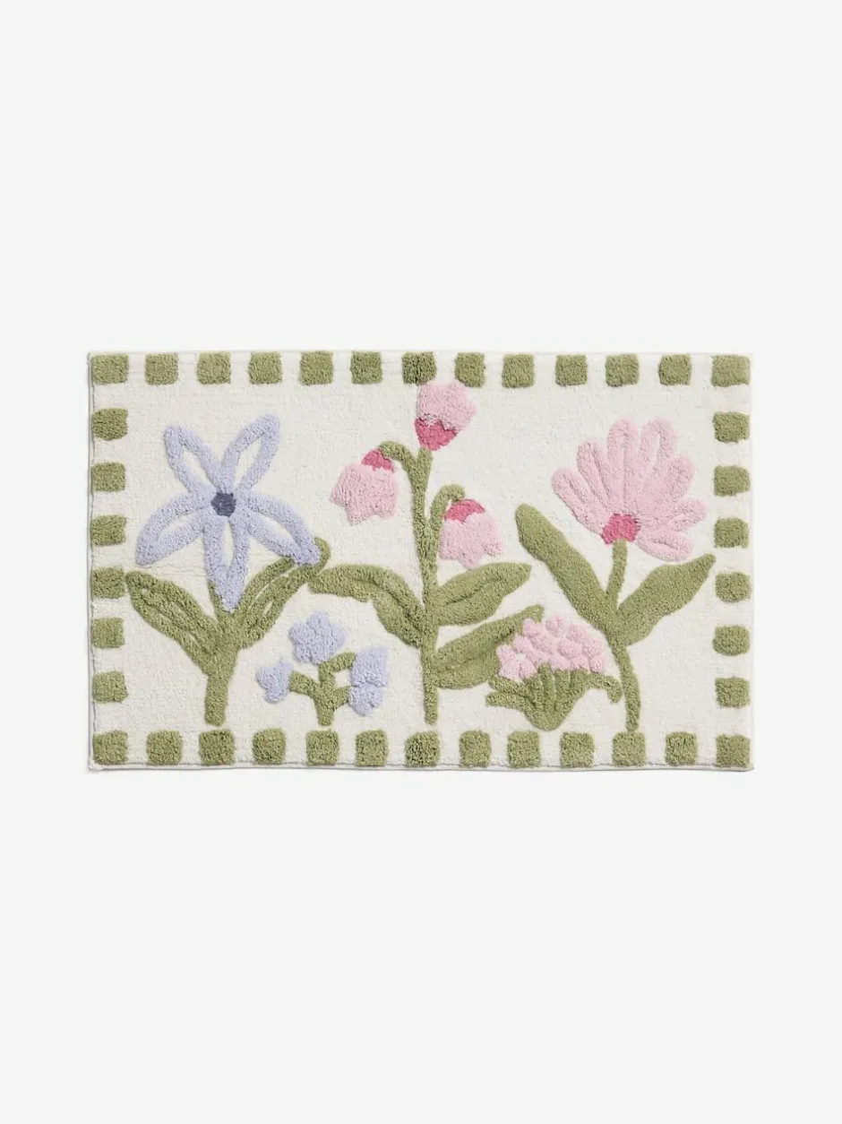 Next Multi Water Colour Floral Print Bath Mat Clearance