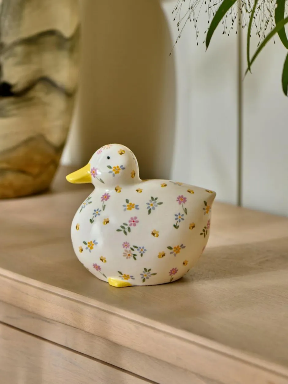 Next Multicolour Ditsy Floral Ceramic Duck Ornament New