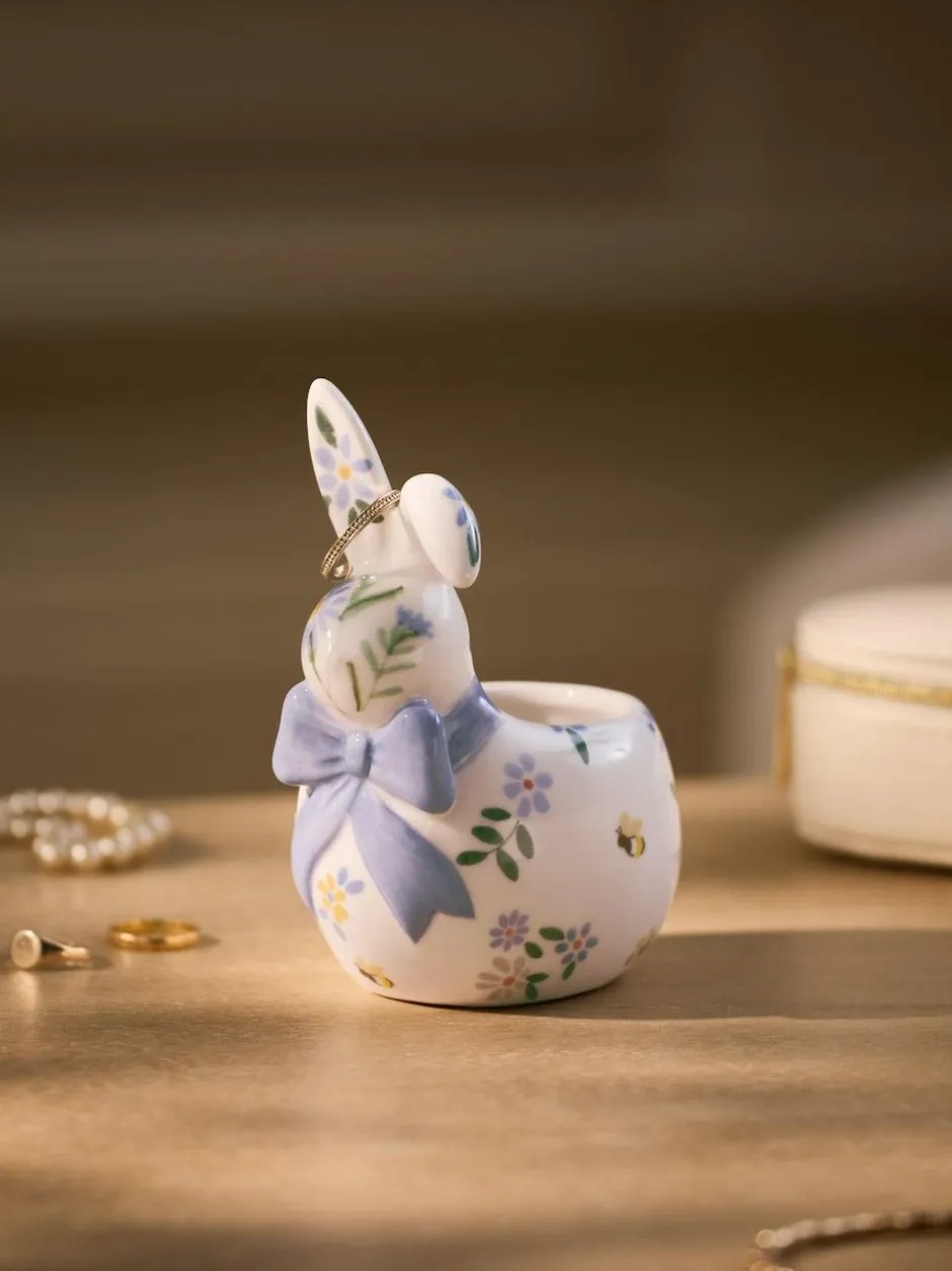 Next Multicolour Floral Ceramic Bunny Ring Holder Hot