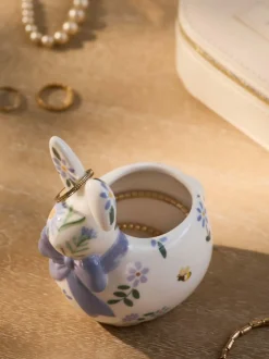 Next Multicolour Floral Ceramic Bunny Ring Holder Hot