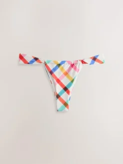 Next Tanga Bikini Bottoms Multi/White Bright Check Outlet
