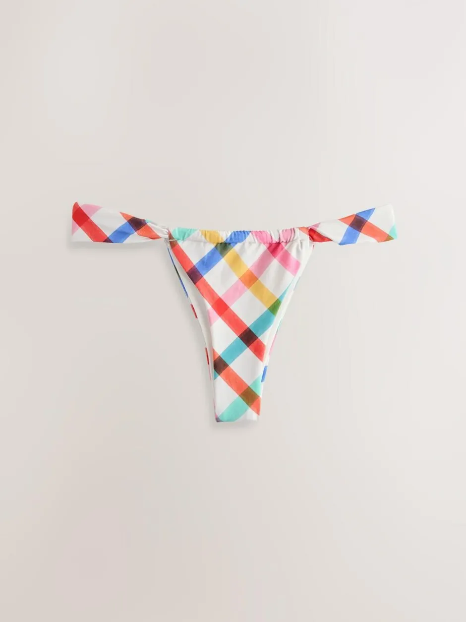 Next Tanga Bikini Bottoms Multi/White Bright Check Outlet