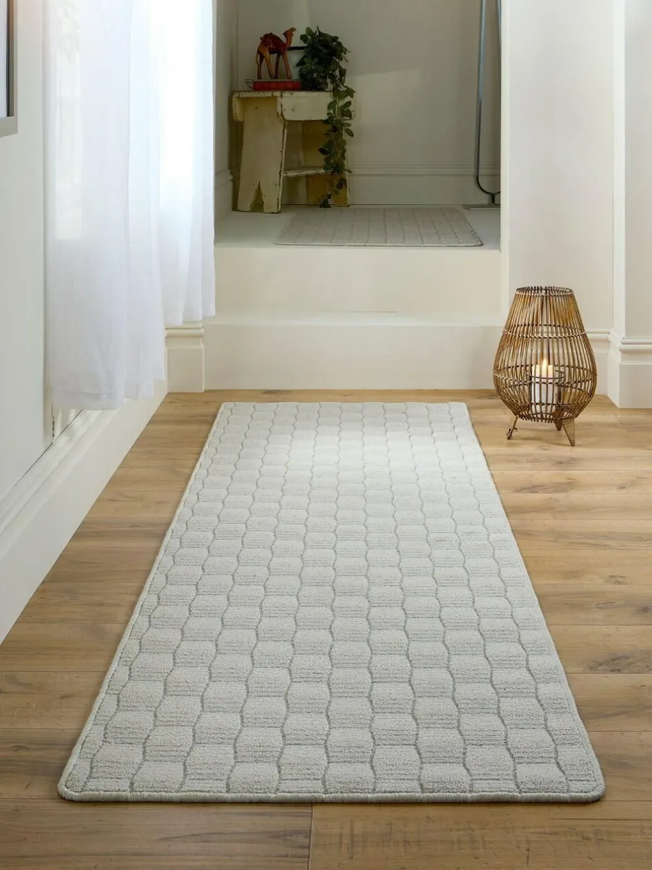 My Mat Sculptured Washable Stain Resistant Runner Ivory Outlet