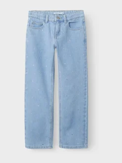 Name It Blue Rhinestone Straight Leg Jeans New