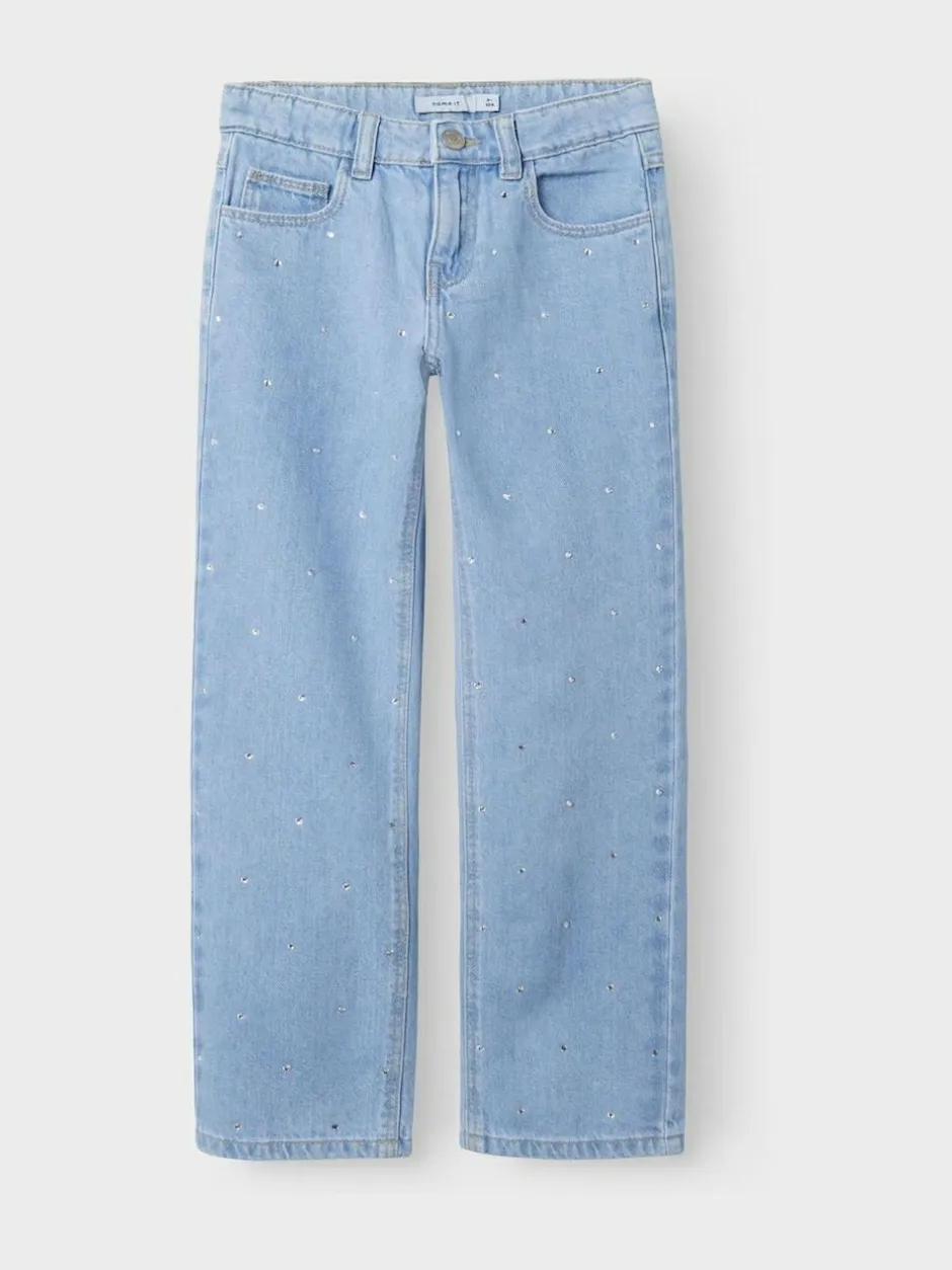 Name It Blue Rhinestone Straight Leg Jeans New