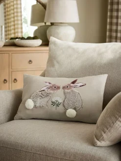 Next Natural 50 X 30cm Faux Fur Bunny Cushion Clearance