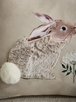 Next Natural 50 X 30cm Faux Fur Bunny Cushion Clearance