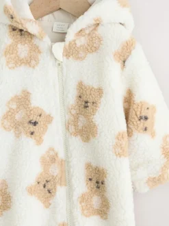 Next Natural Bear Borg All Over Printed Baby Pramsuit (0-18mths)