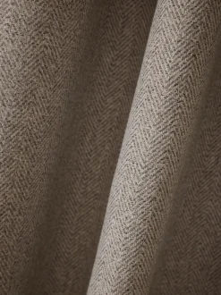 Next Brushed Herringbone Pencil Pleat Blackout Thermal Curtains Natural