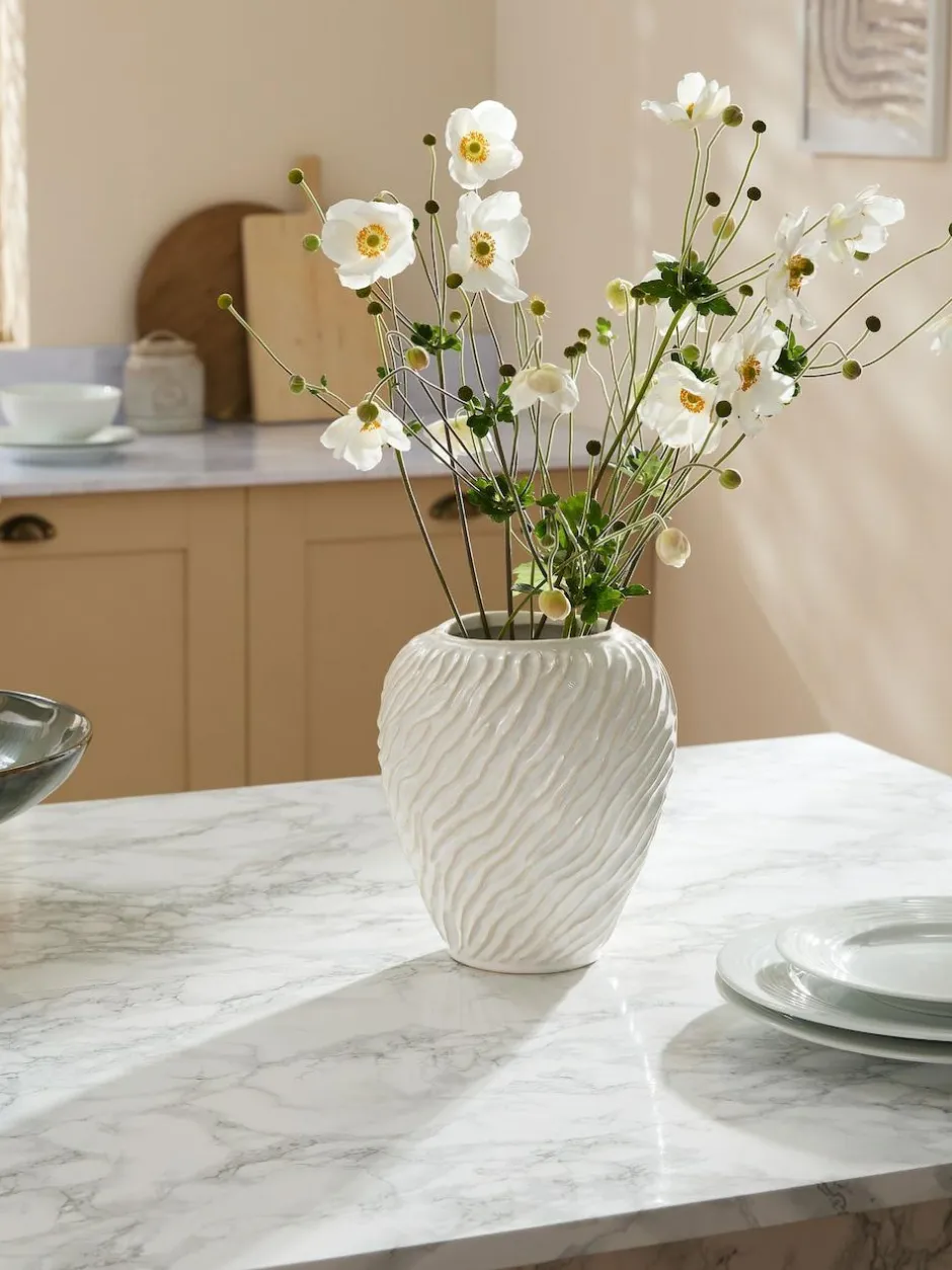 Next Natural Ceramic Fairford Textured Medium Vase New