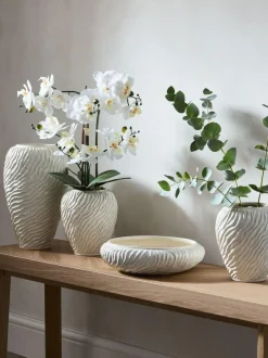 Next Natural Ceramic Fairford Textured Medium Vase New