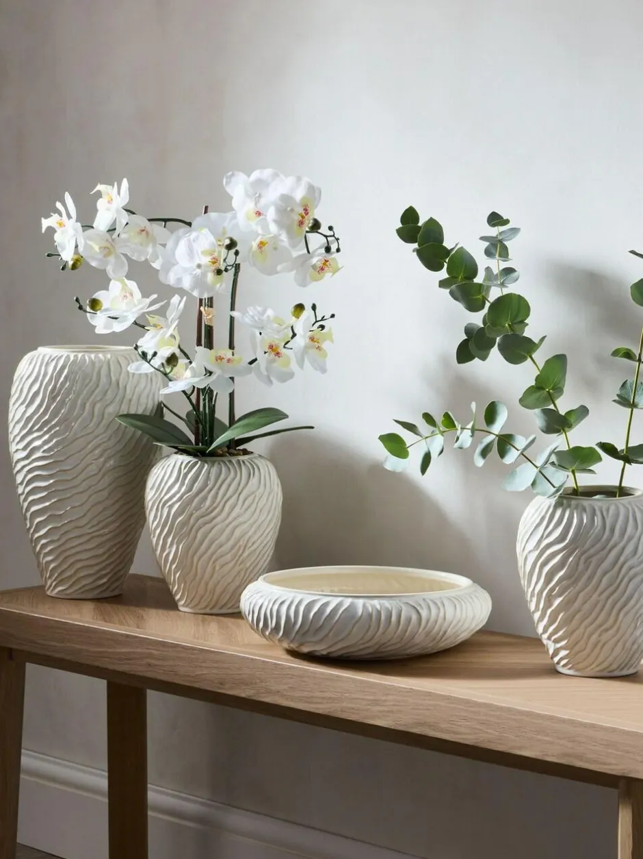 Next Natural Ceramic Fairford Textured Medium Vase New