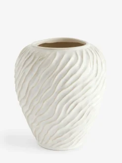 Next Natural Ceramic Fairford Textured Medium Vase New