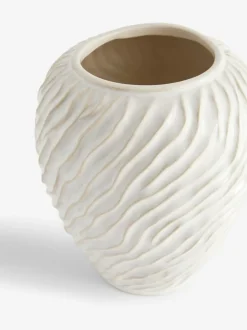 Next Natural Ceramic Fairford Textured Medium Vase New