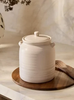 Next Natural Ceramic Ribbed Biscuit Jar Outlet