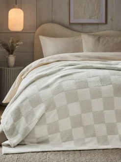 Next Natural Checkerboard Knit Fleece Throw Best