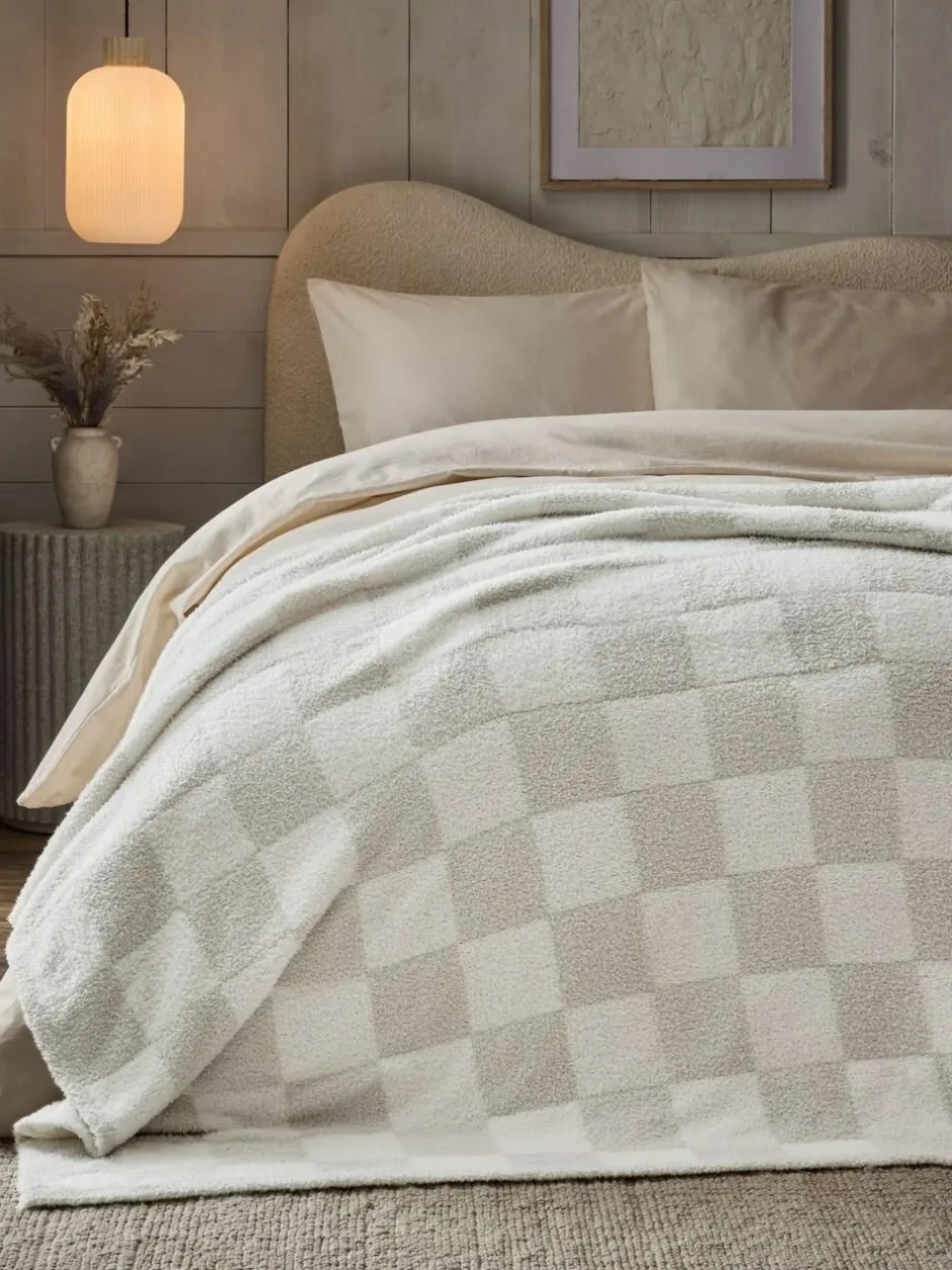 Next Natural Checkerboard Knit Fleece Throw Best