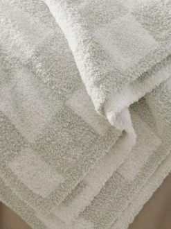 Next Natural Checkerboard Knit Fleece Throw Best