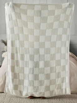 Next Natural Checkerboard Knit Fleece Throw Best