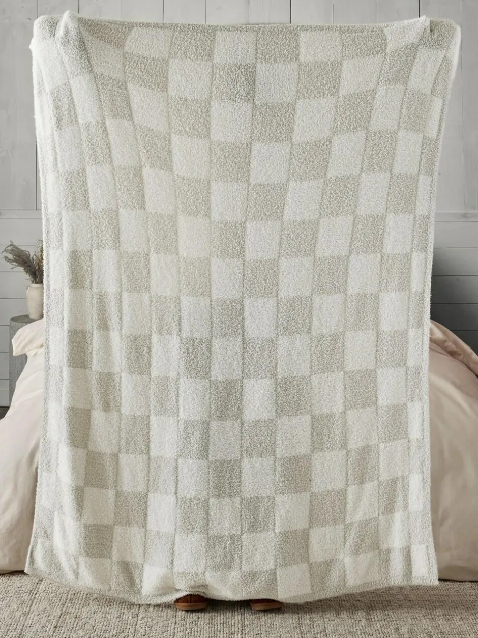 Next Natural Checkerboard Knit Fleece Throw Best