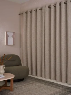 Next Chunky Marl Textured Eyelet Lined Curtains Natural Best