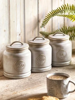 Next Country Badge Set of 3 Storage Jars Natural New