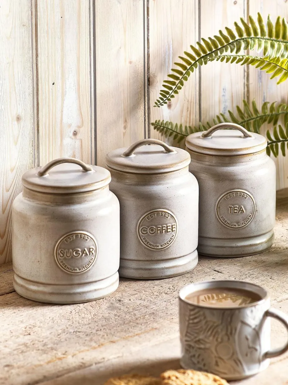 Next Country Badge Set of 3 Storage Jars Natural New