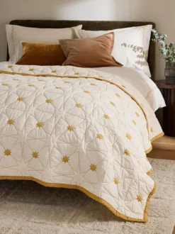 Next Natural Embrodiered Star Bedspread Discount