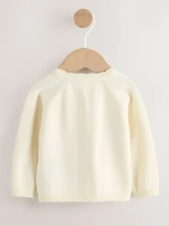 Next Natural Embroidered Baby Bunny Cardigan (0mths-3yrs) Outlet