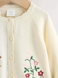 Next Natural Embroidered Baby Bunny Cardigan (0mths-3yrs) Outlet