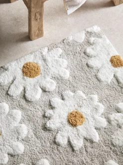 Next Daisy 100% Cotton Shower Mat Natural Grey Clearance