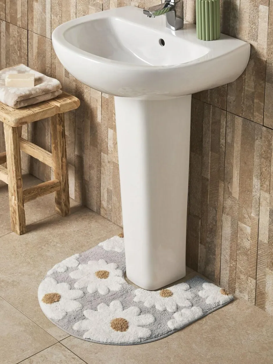 Next Daisy 100% Cotton Pedestal Mat Natural Grey
