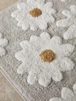 Next Daisy 100% Cotton Bath Mat Natural Grey Clearance