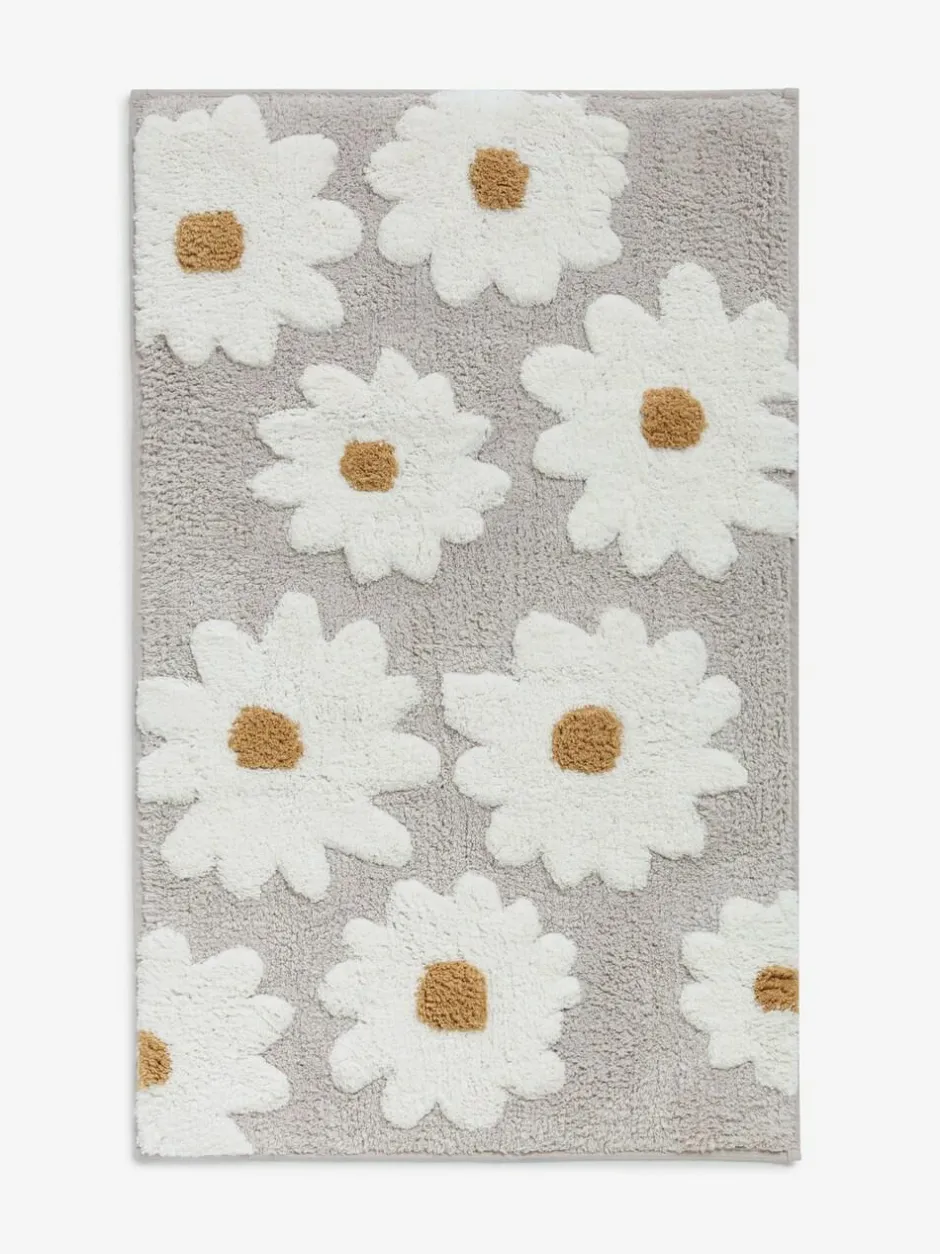 Next Daisy 100% Cotton Bath Mat Natural Grey Clearance