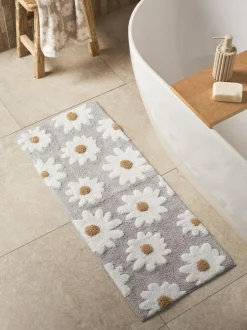 Next Daisy 100% Cotton Runner Bath Mat Natural Grey Discount