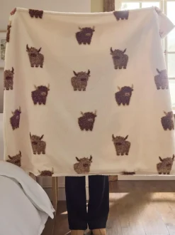 Next Natural Hamish The Highland Cow Borg Throw Clearance