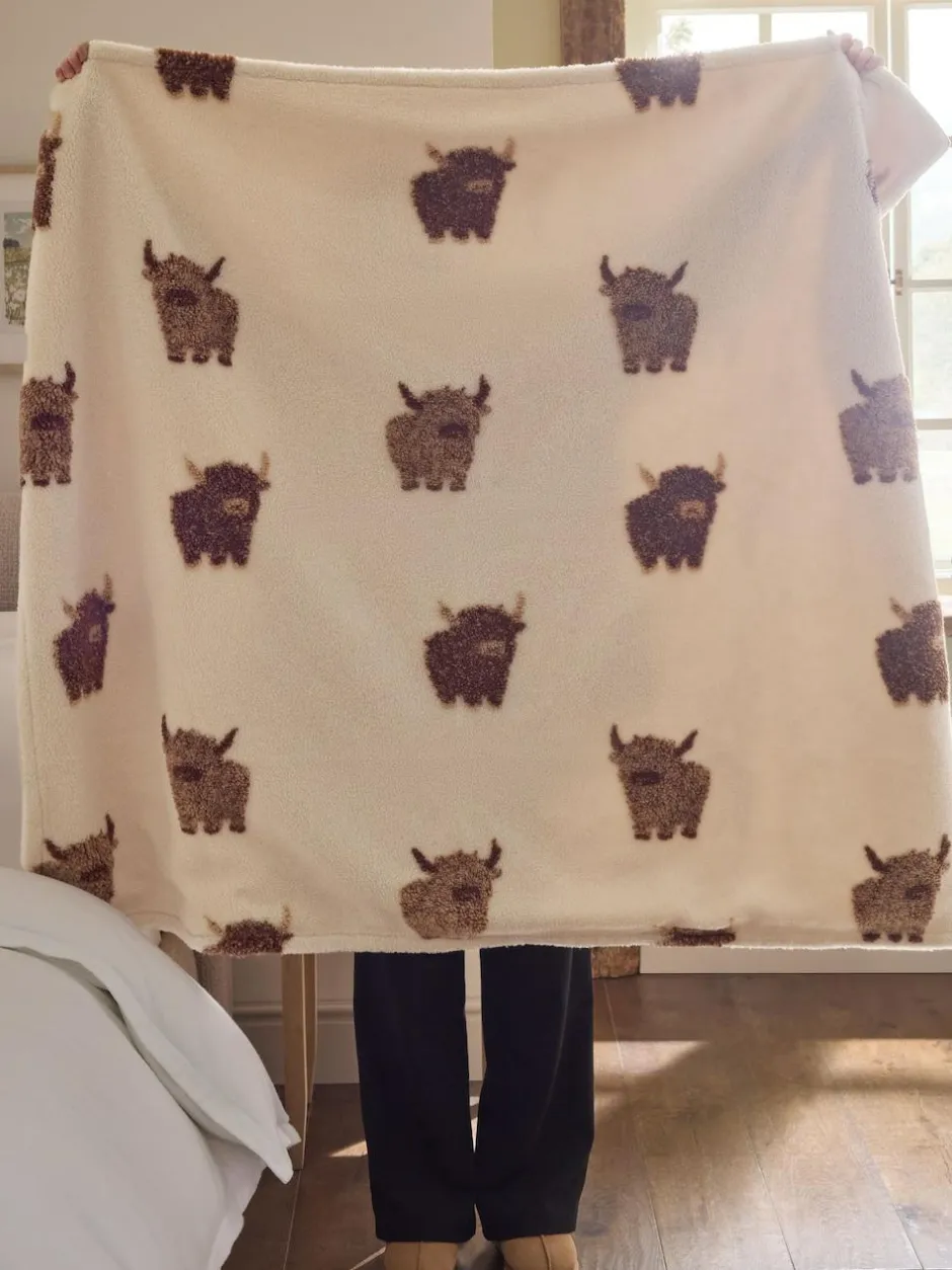 Next Natural Hamish The Highland Cow Borg Throw Clearance