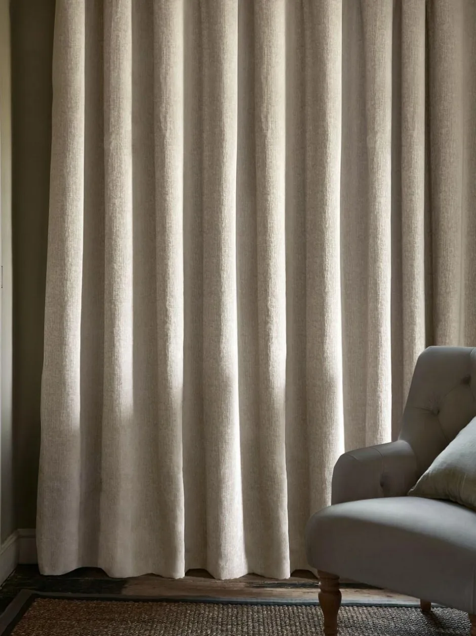 Next Natural Heavyweight Chenille Eyelet Blackout/Thermal Curtains Sale