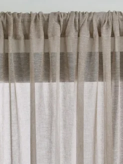 Next Linen Look Voile Slot Top Sheer Panel Curtain Natural Clearance