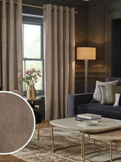 Next Natural Mink Matte Velvet Super Thermal Curtains Clearance
