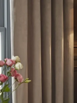 Next Natural Mink Matte Velvet Super Thermal Curtains Clearance