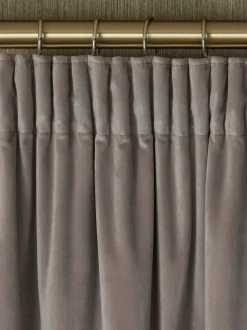 Next Natural Mink Matte Velvet Pencil Pleat Blackout/Thermal Curtains Hot