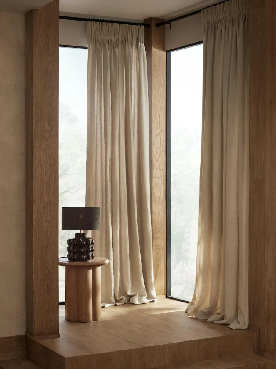 Next Natural N. Premium Collection 100% Linen Pencil Pleat Lined Curtains Outlet