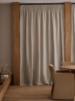 Next Natural N. Premium Collection 100% Linen Pencil Pleat Lined Curtains Outlet