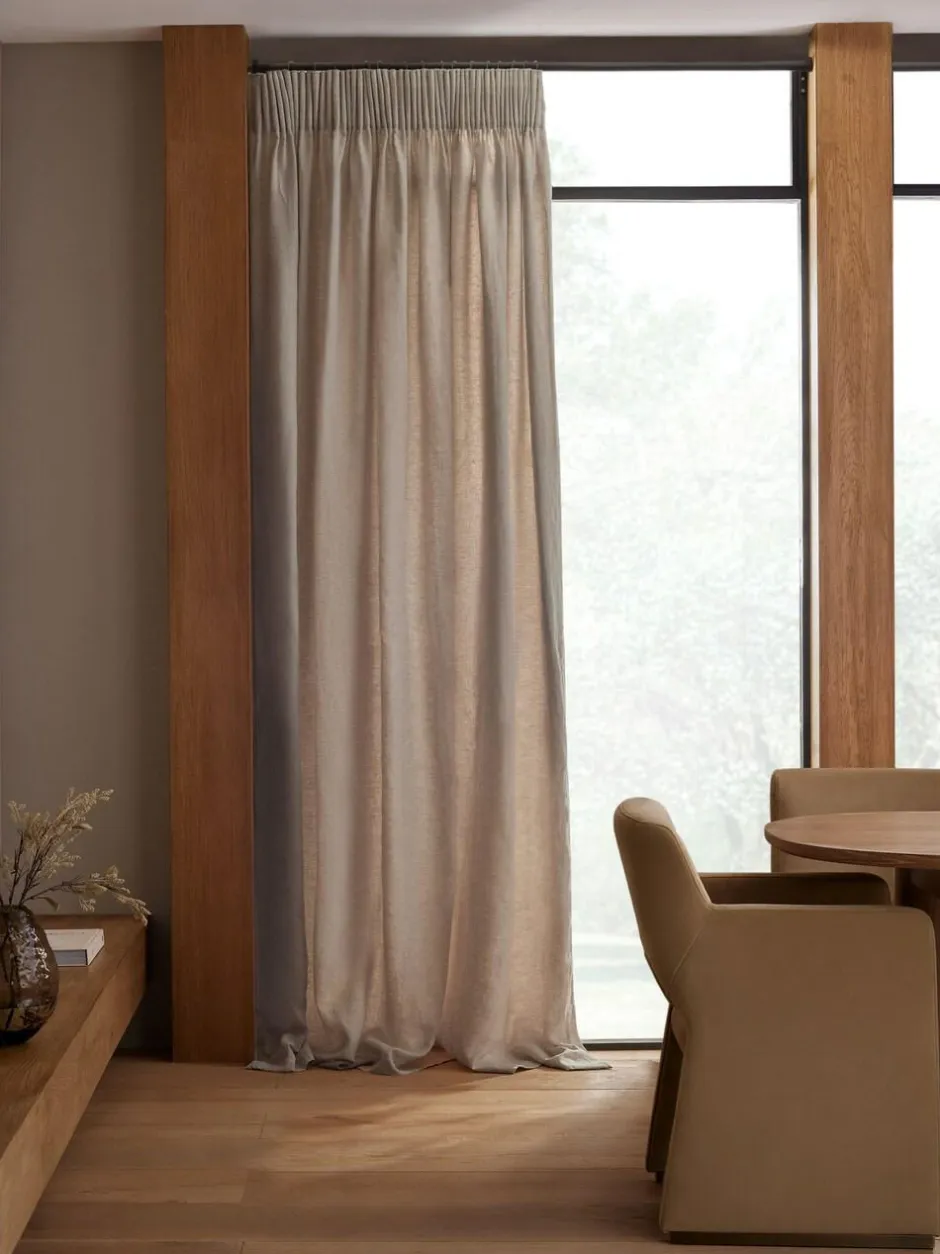 Next Natural N. Premium Collection 100% Linen Pencil Pleat Lined Curtains Outlet