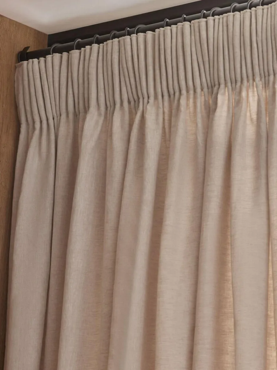 Next Natural N. Premium Collection 100% Linen Pencil Pleat Lined Curtains Outlet