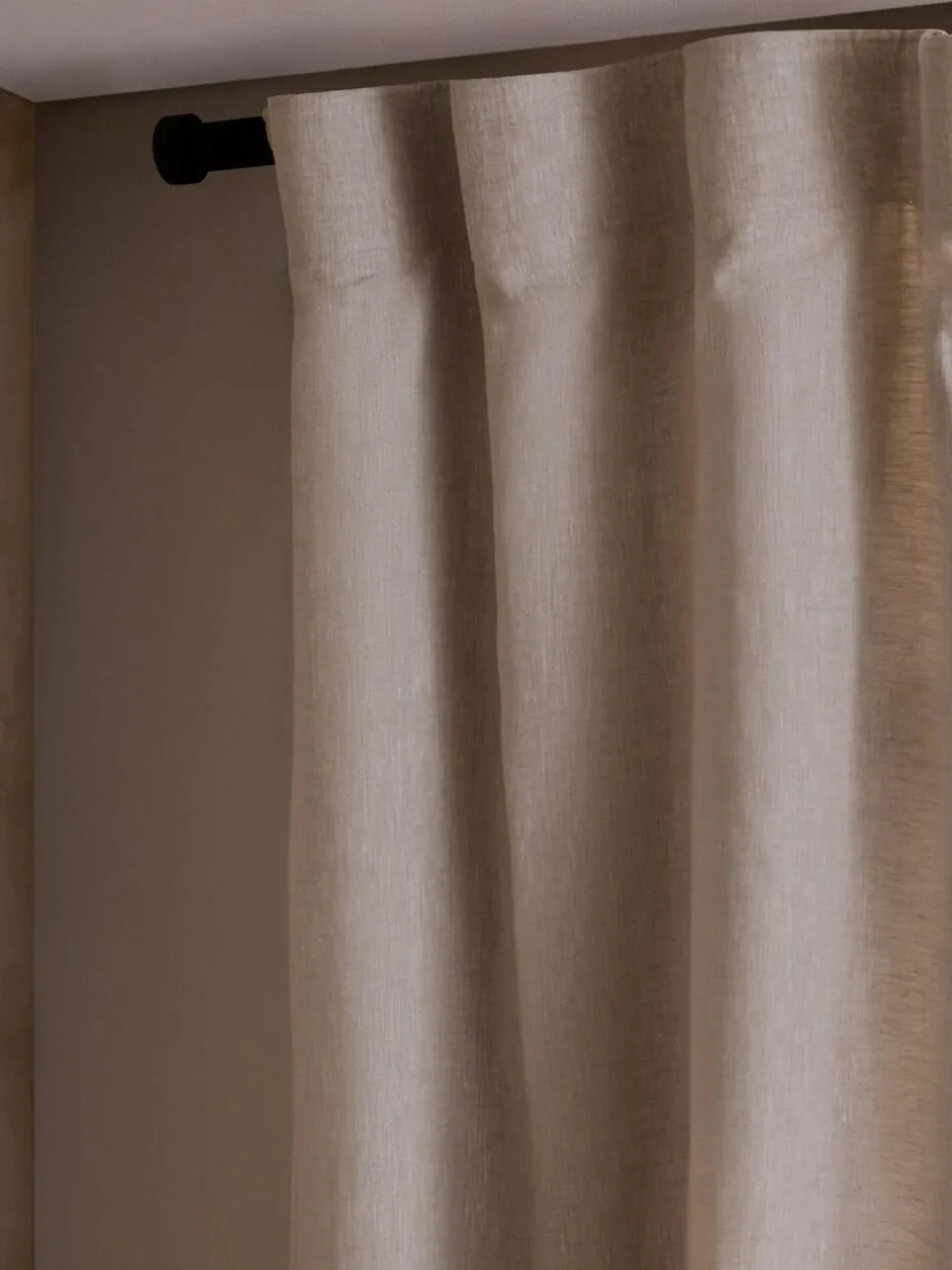 Next Natural N. Premium Collection 100% Linen Wave Header Lined Curtains